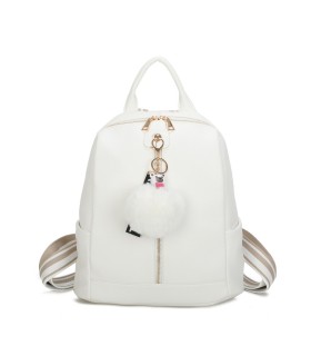T11698 - Mochila con borla de color espaciosa con un compartimento y cremallera
