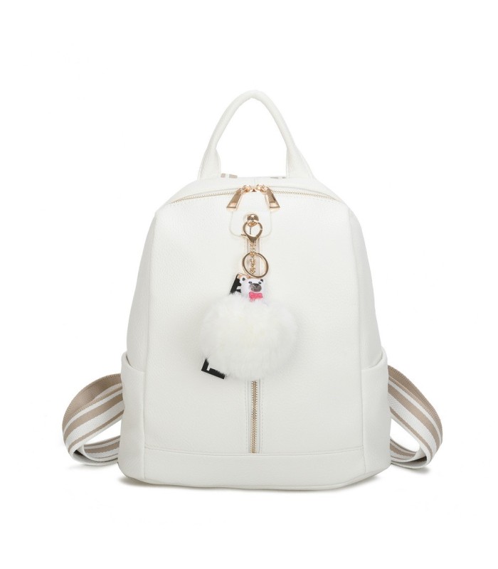 T11698 - Mochila con borla de color espaciosa con un compartimento y cremallera