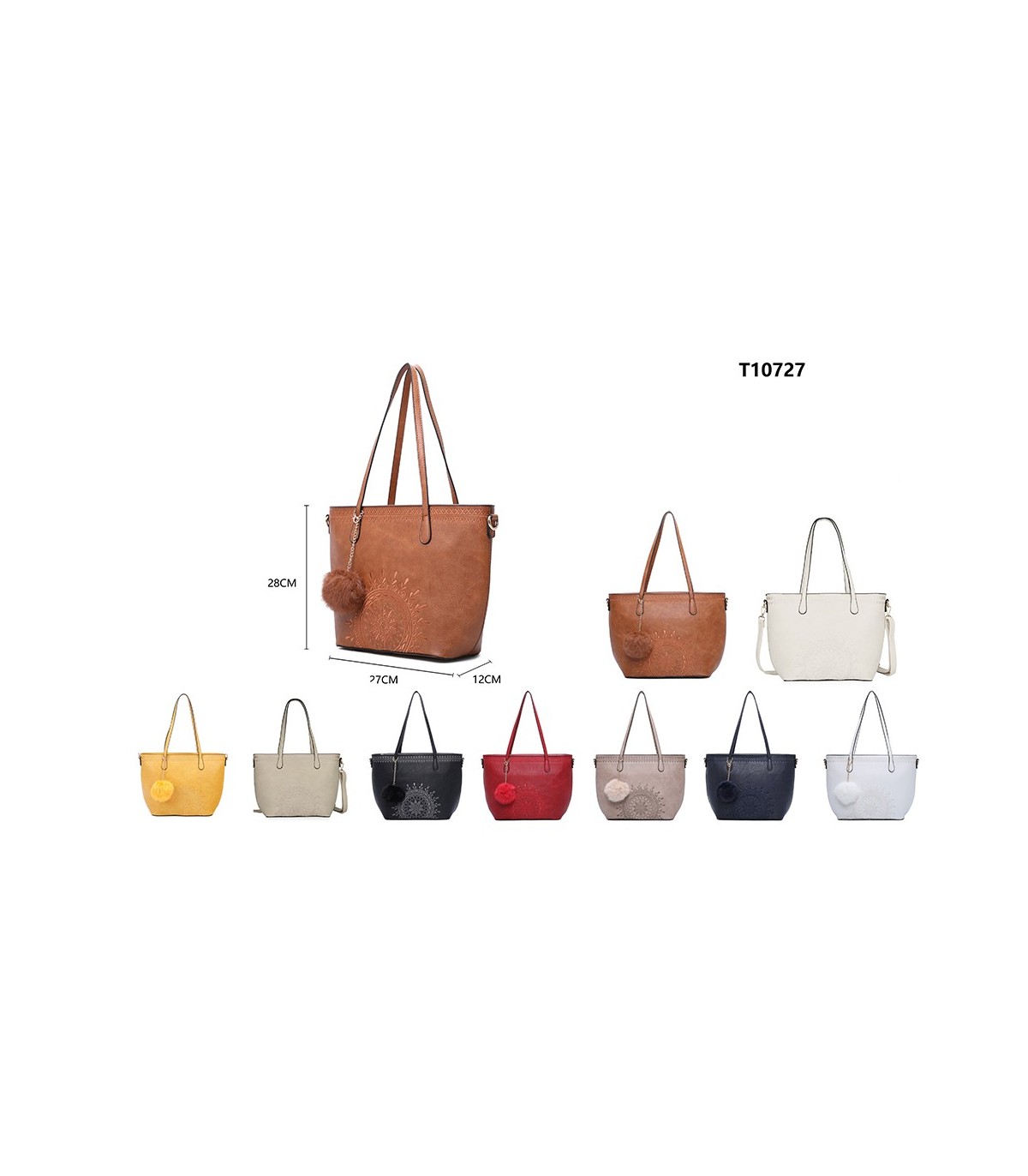 T10727 - Bolso de hombro con borla a juego y mandala bordado