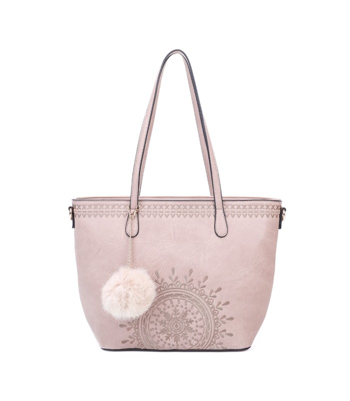 T10727 - Bolso de hombro con borla a juego y mandala bordado