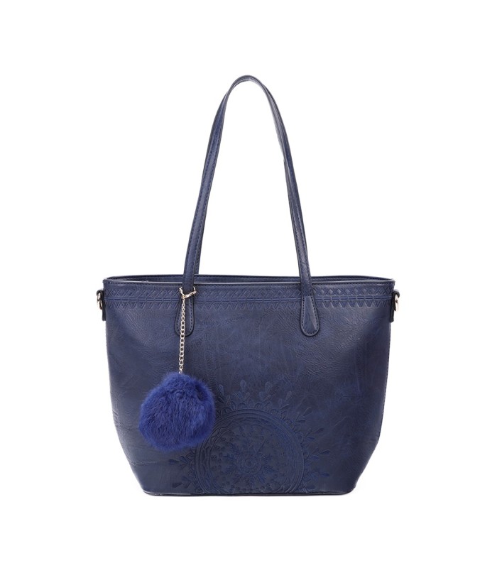 T10727 - Bolso de hombro con borla a juego y mandala bordado