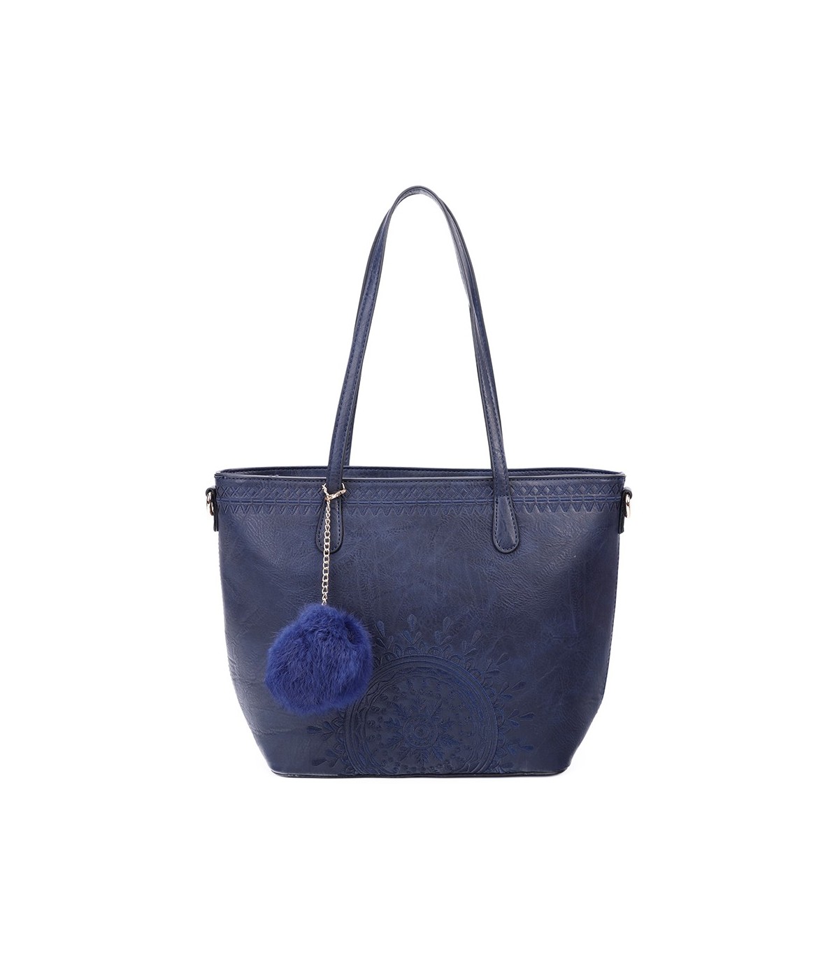 T10727 - Bolso de hombro con borla a juego y mandala bordado