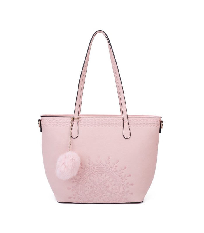 T10727 - Bolso de hombro con borla a juego y mandala bordado