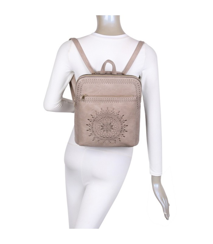 T11514 - Mochila con bordado para mujer con adoro a juego