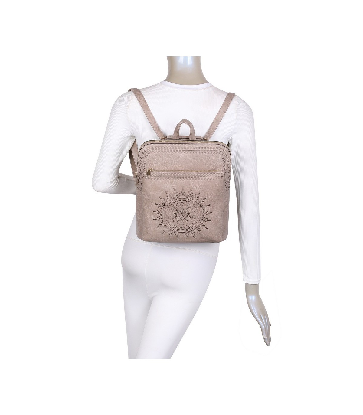 T11514 - Mochila con bordado para mujer con adoro a juego