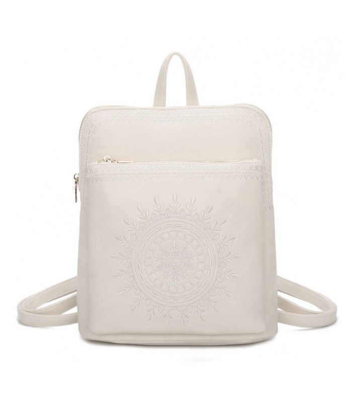 T11514 - Mochila con bordado para mujer con adoro a juego