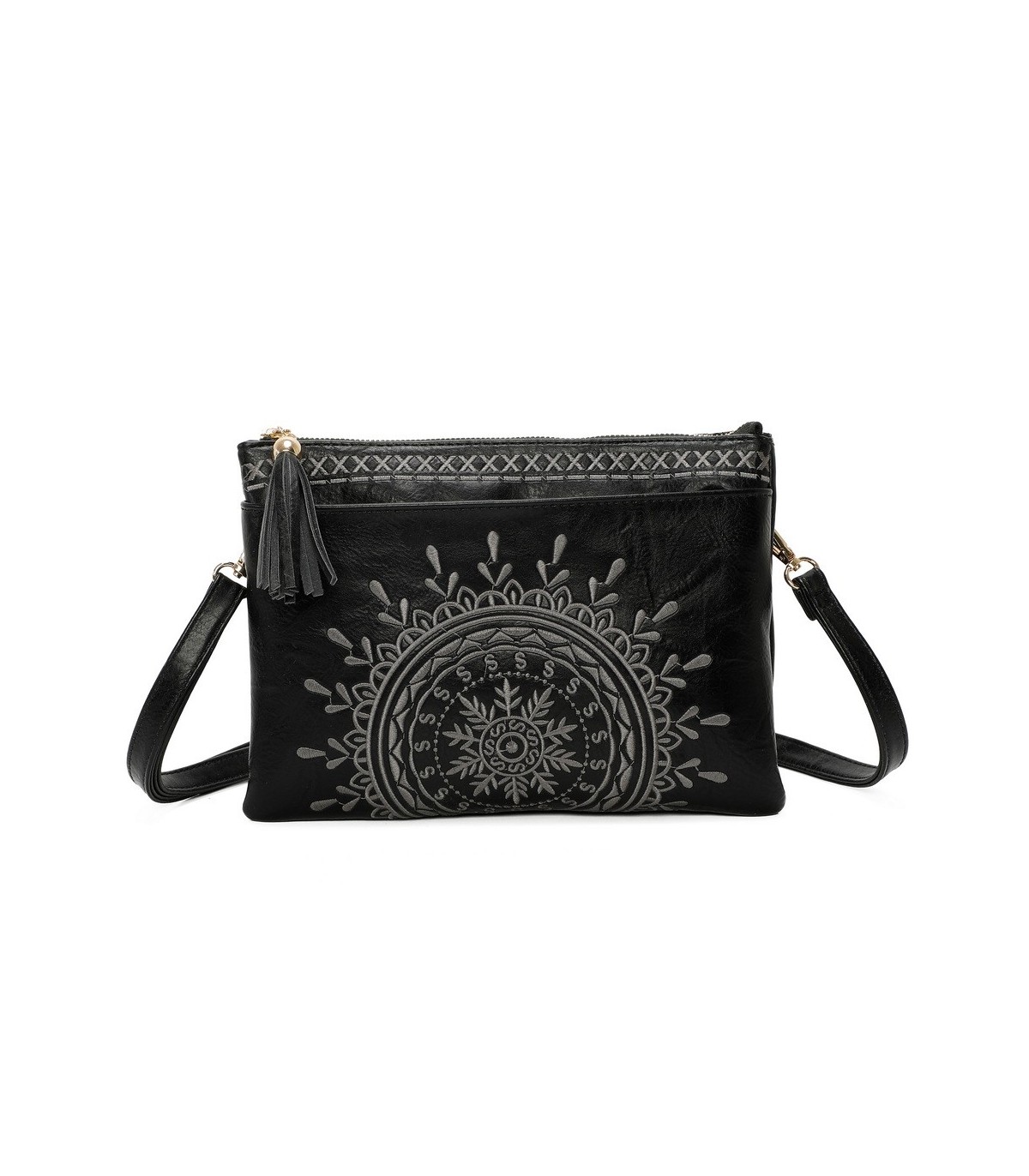 T11516 - Bolso para mujer con motivo bordado tamaño rectangular