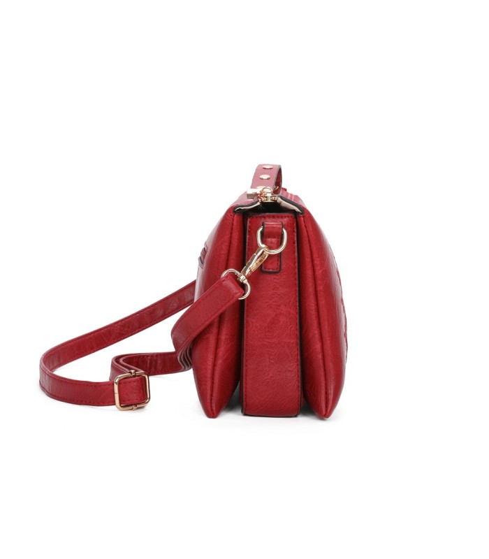 T11519 - Bolso con triple compartimento de para mujer con bordado de un sol