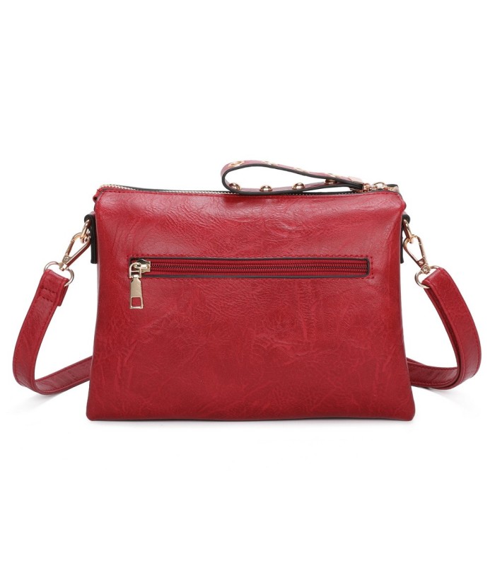 T11519 - Bolso con triple compartimento de para mujer con bordado de un sol