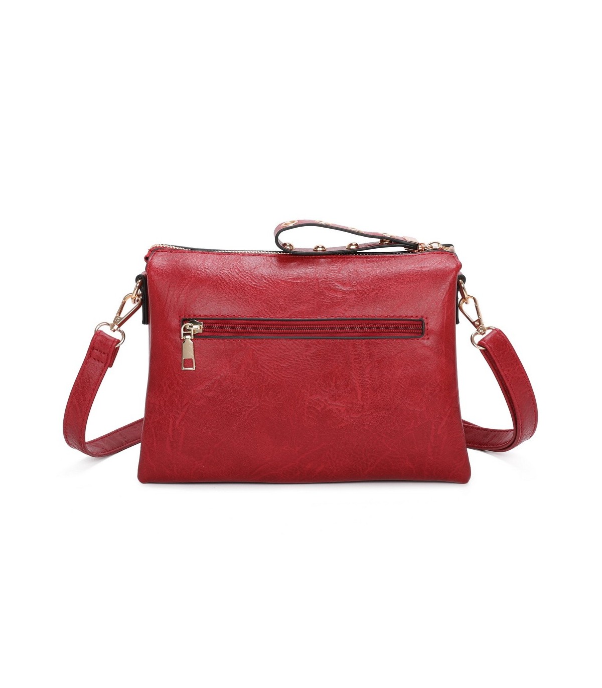 T11519 - Bolso con triple compartimento de para mujer con bordado de un sol