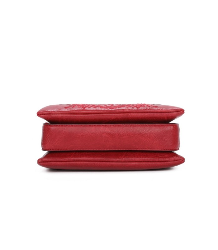 T11519 - Bolso con triple compartimento de para mujer con bordado de un sol