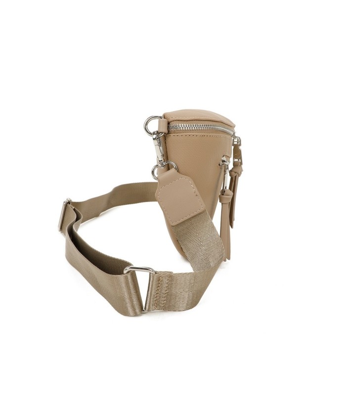 T11675 - Bolso estilo riñonera con bolsillo frontal con borla