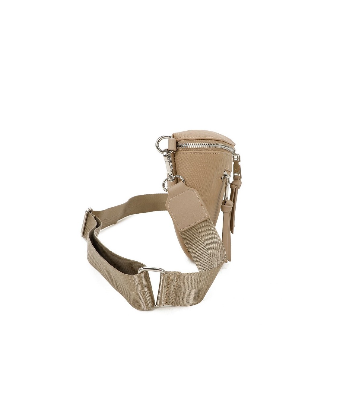 T11675 - Bolso estilo riñonera con bolsillo frontal con borla