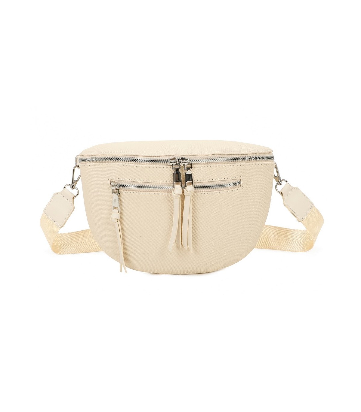 T11675 - Bolso estilo riñonera con bolsillo frontal con borla