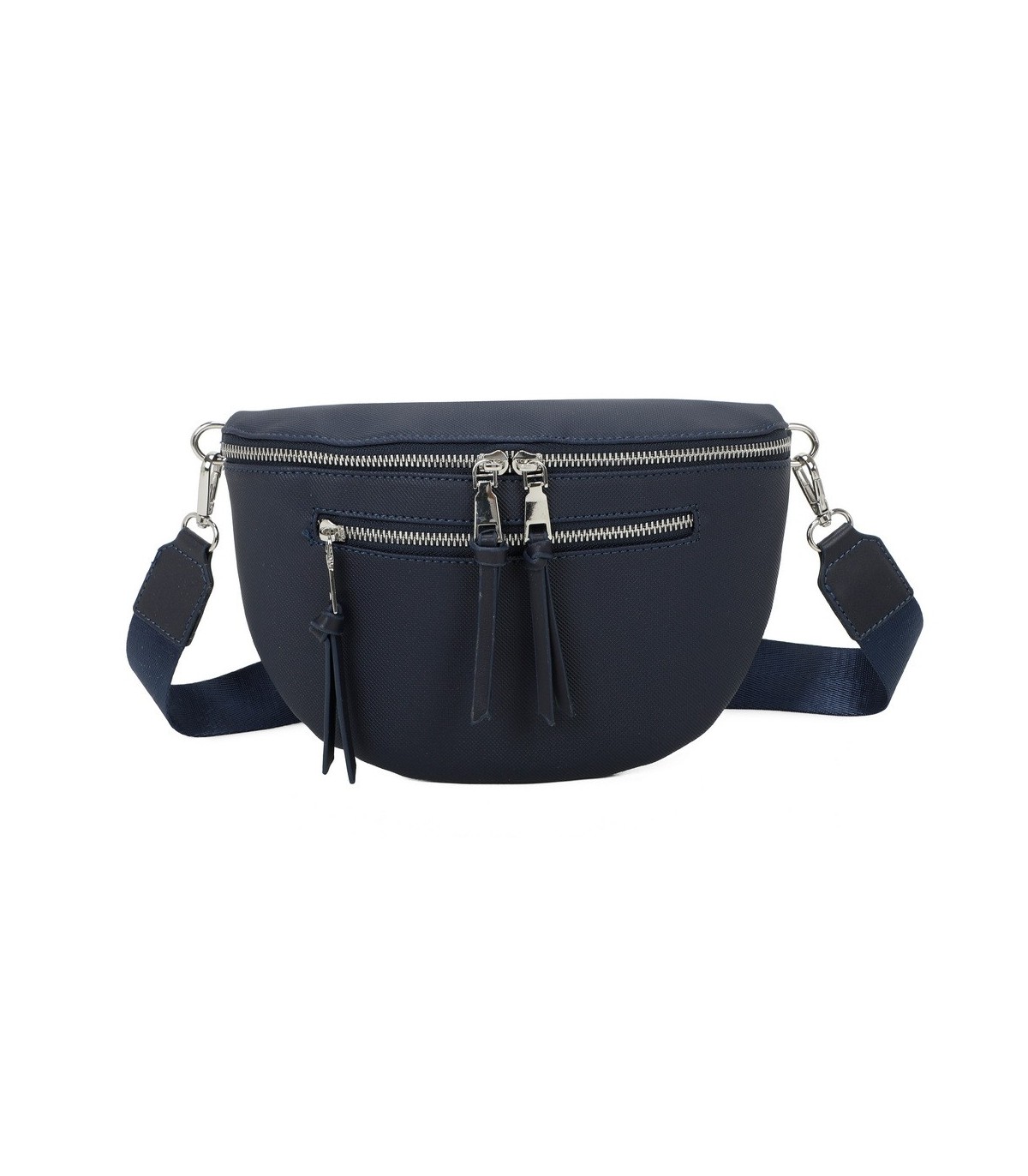 T11675 - Bolso estilo riñonera con bolsillo frontal con borla
