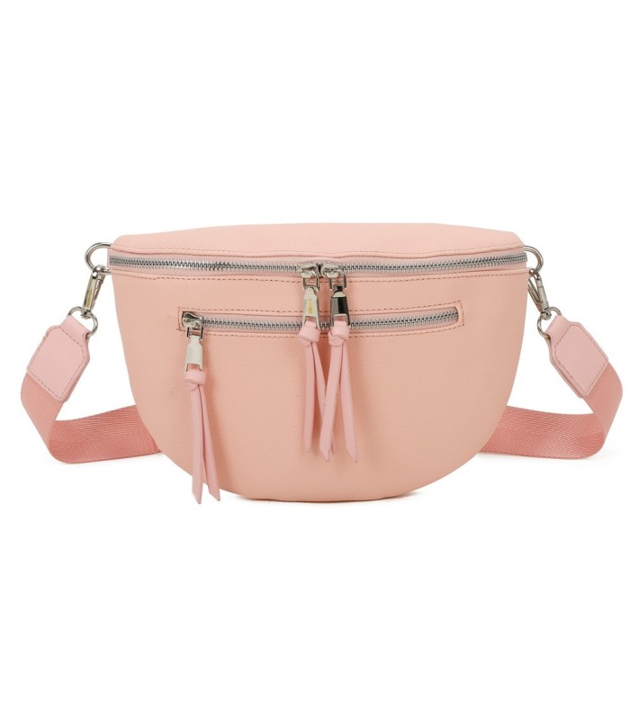 T11675 - Bolso estilo riñonera con bolsillo frontal con borla