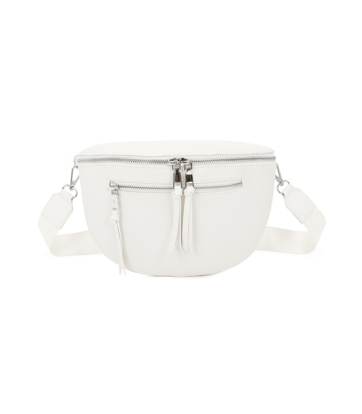 T11675 - Bolso estilo riñonera con bolsillo frontal con borla