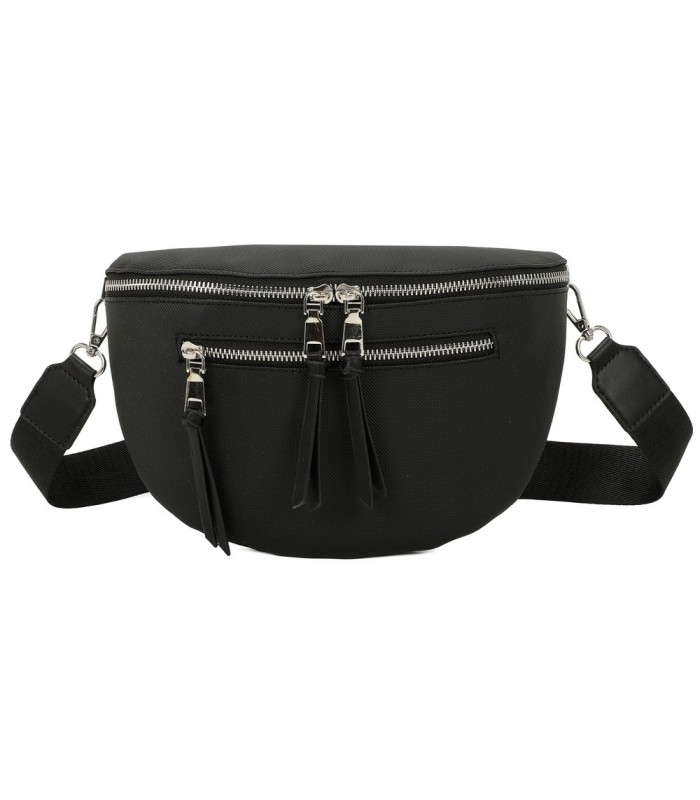 T11675 - Bolso estilo riñonera con bolsillo frontal con borla