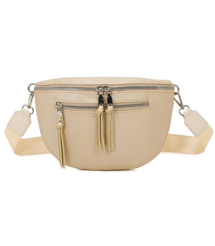 T11675 - Bolso estilo riñonera con bolsillo frontal con borla