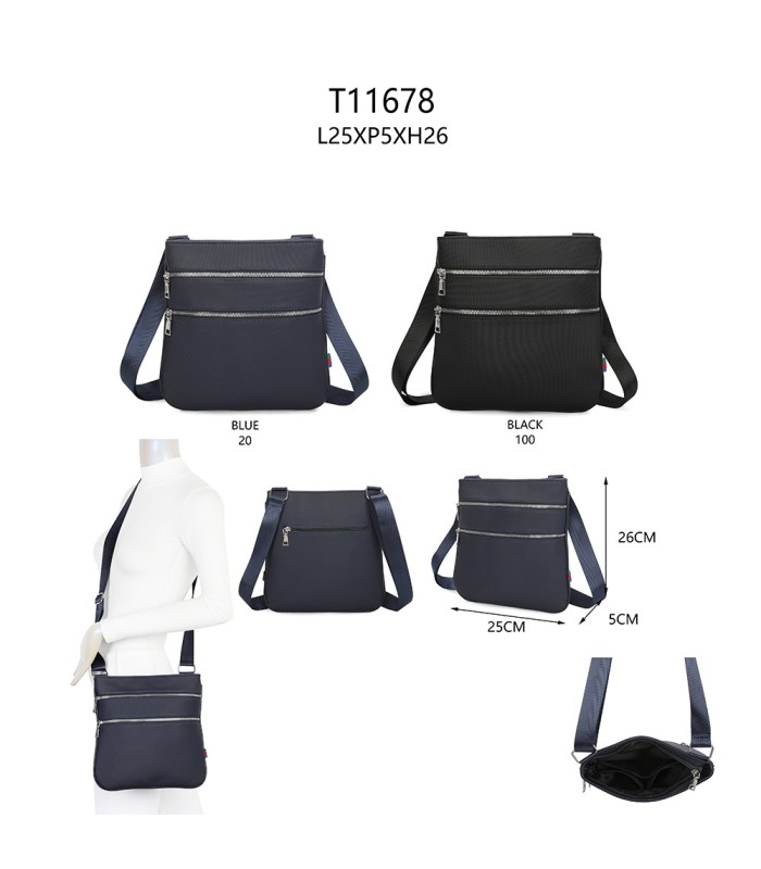 T11678 - Bolso bandolera con varios compartimentos para mujer y hombre