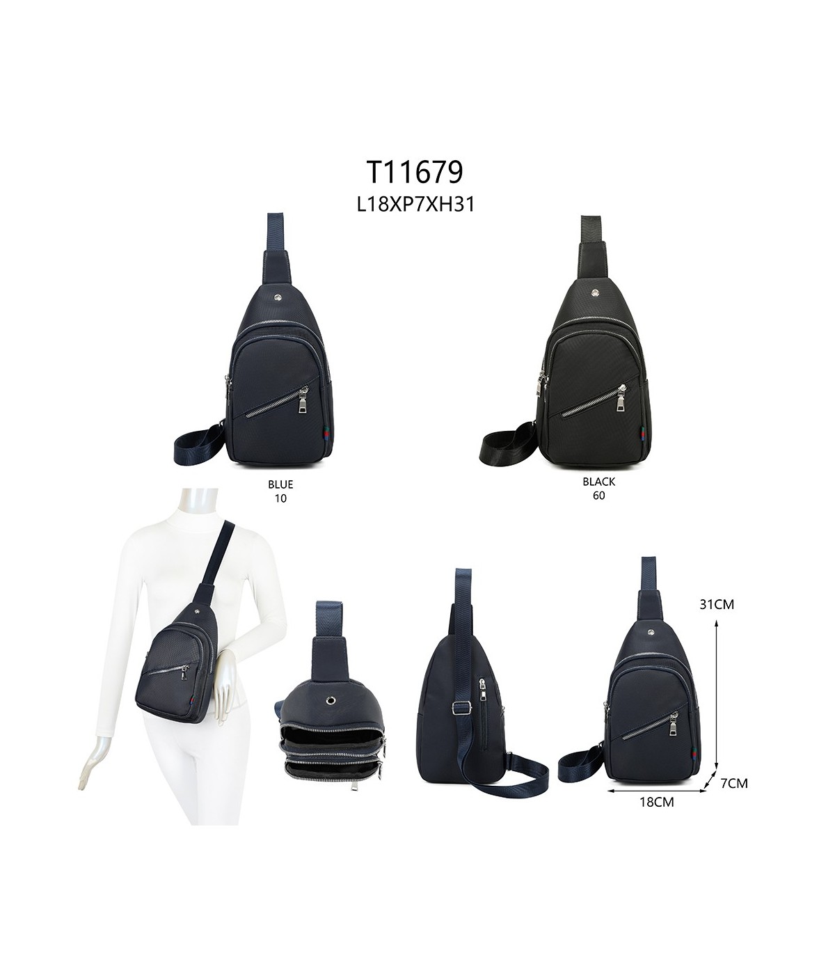 T11679 - Riñonera mochila forma de botella para mujer y hombre con bolsillo antirrobo
