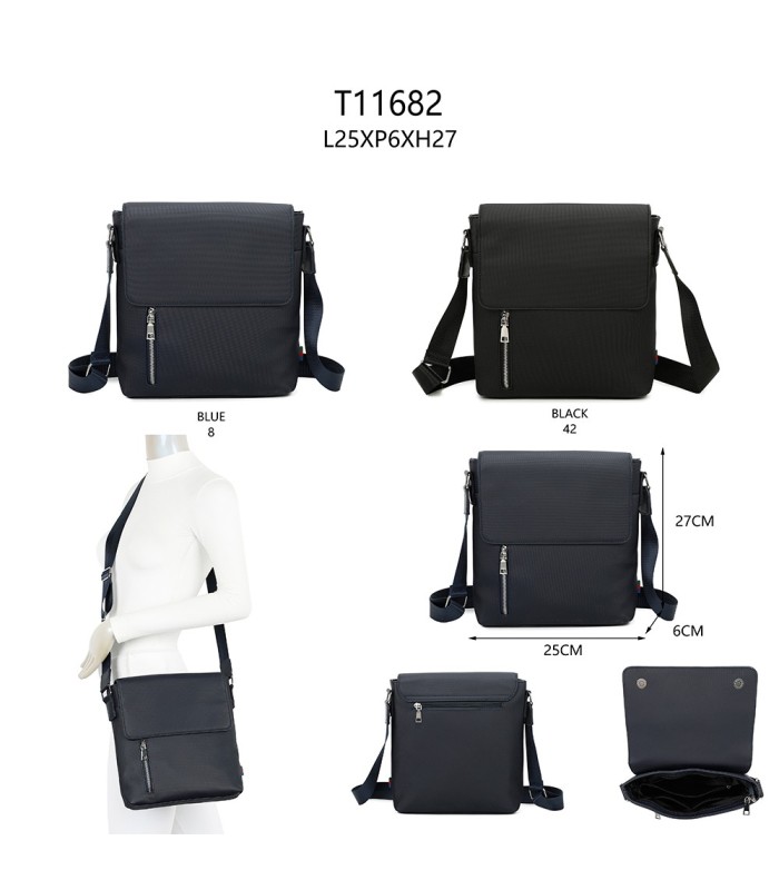 T11682 - Bolso para hombre cuadrado con bolsillo trasero