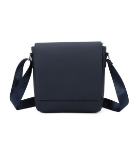 T11683 - Bolso para hombre cuadrado con bolsillo trasero y cierre de botón y solapa grande
