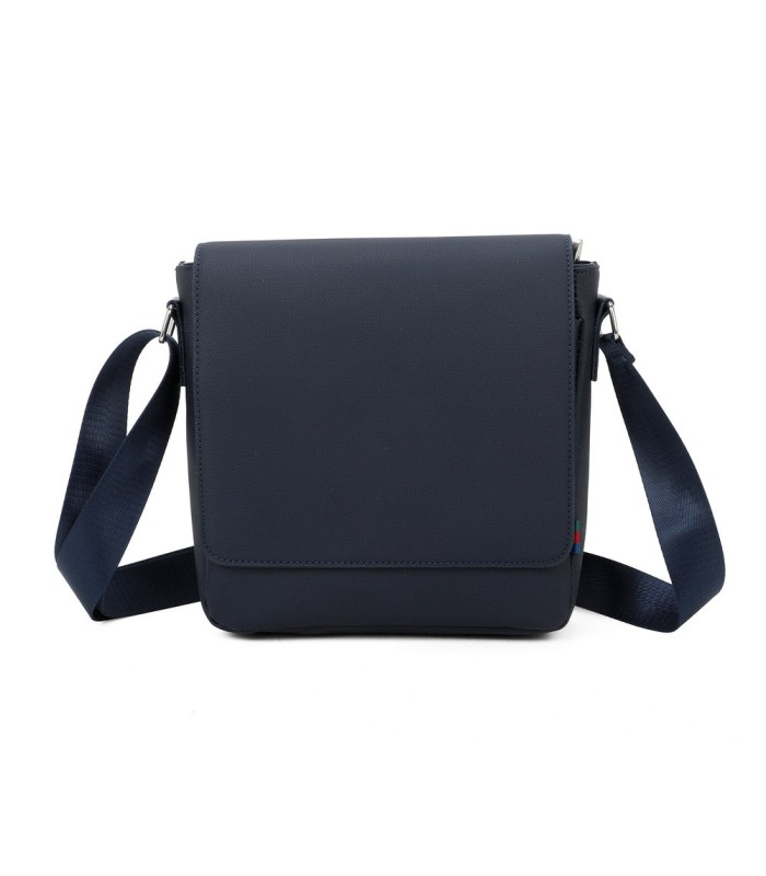 T11683 - Bolso para hombre cuadrado con bolsillo trasero y cierre de botón y solapa grande