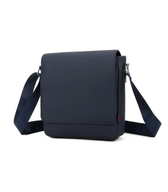 T11683 - Bolso para hombre cuadrado con bolsillo trasero y cierre de botón y solapa grande
