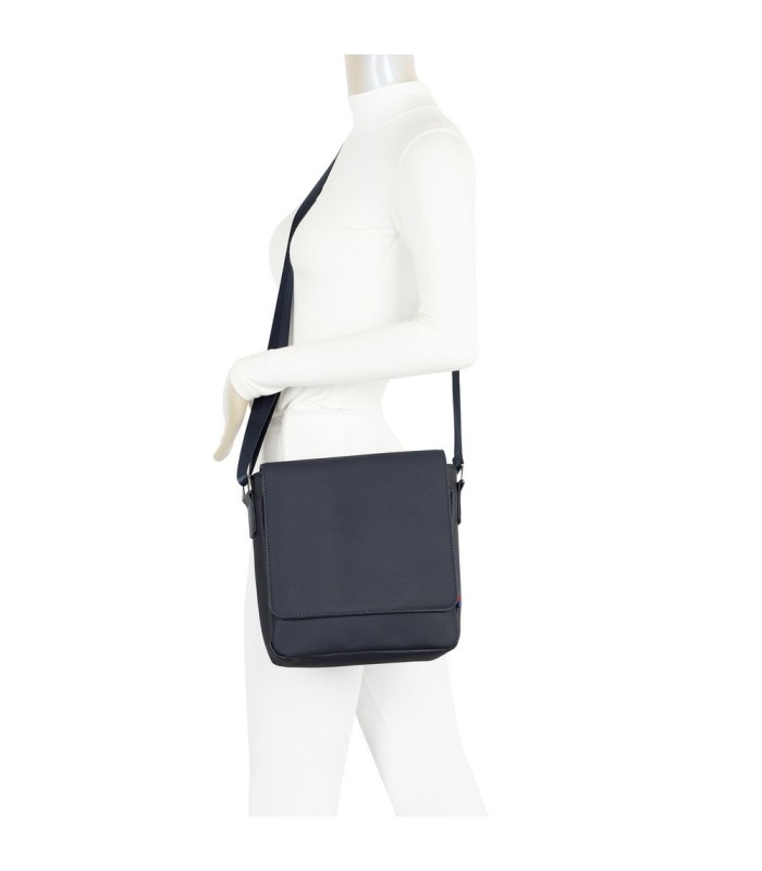 T11683 - Bolso para hombre cuadrado con bolsillo trasero y cierre de botón y solapa grande