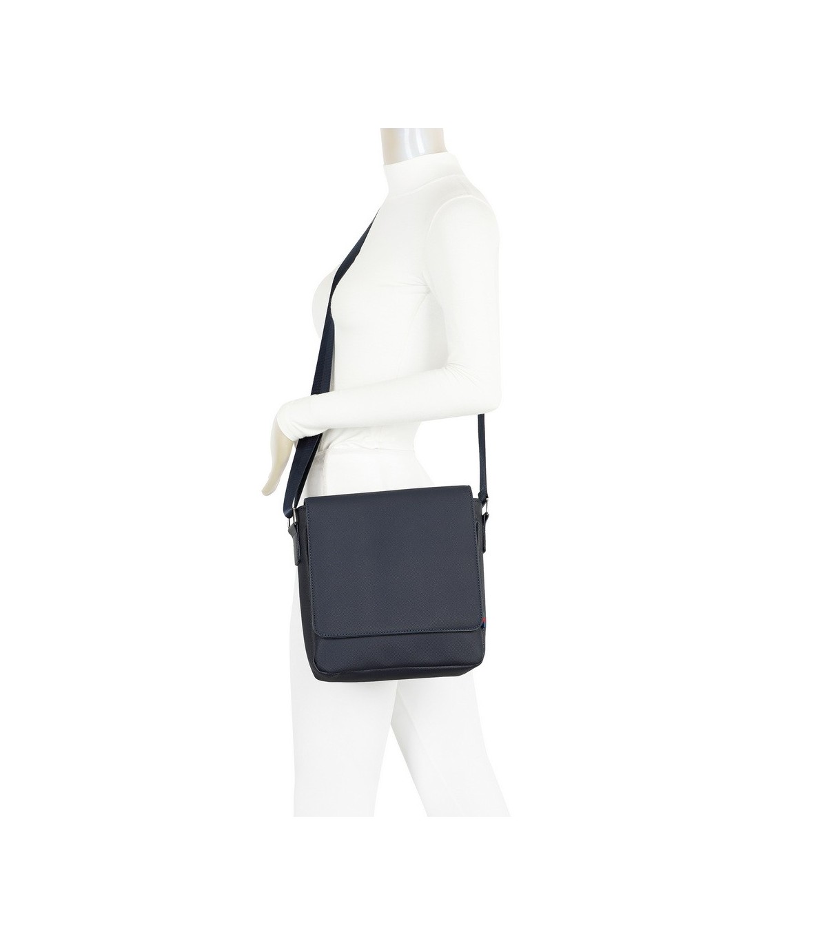 T11683 - Bolso para hombre cuadrado con bolsillo trasero y cierre de botón y solapa grande