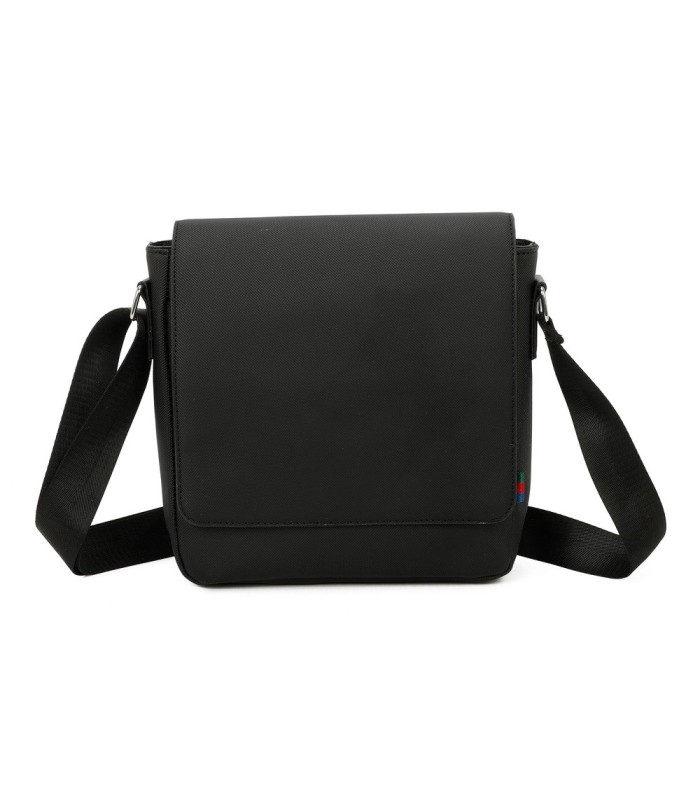 T11683 - Bolso para hombre cuadrado con bolsillo trasero y cierre de botón y solapa grande
