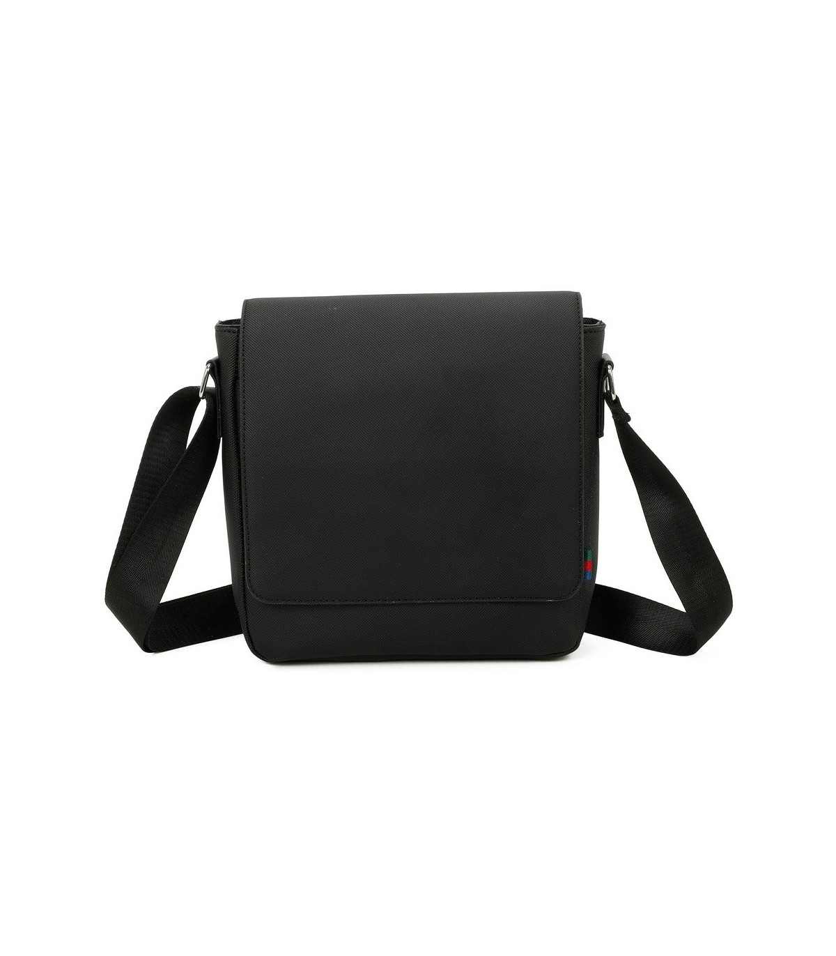 T11683 - Bolso para hombre cuadrado con bolsillo trasero y cierre de botón y solapa grande