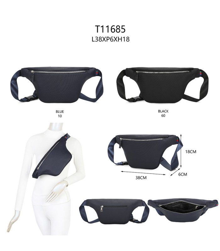 T11685 - Riñonera para hombre cruzada con bolsillo antirrobo