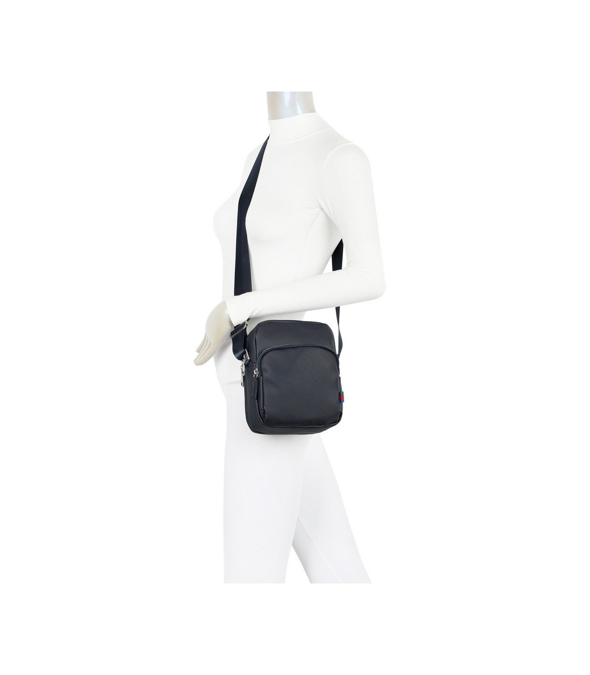 T11688 - Bolso bandolera para caballero con bolsillo trasero y gran compartimento interior