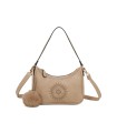 T11700 - Bolso bandolera con borla del mismo color y bordado de sol