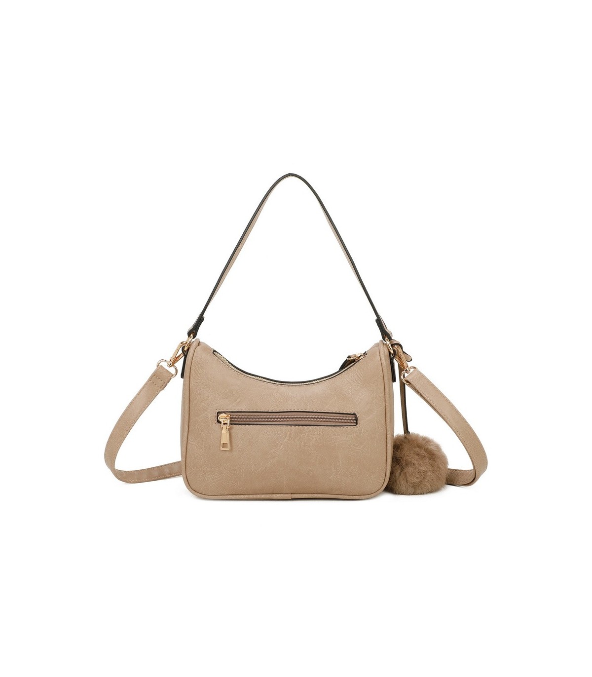 T11700 - Bolso bandolera con borla del mismo color y bordado de sol