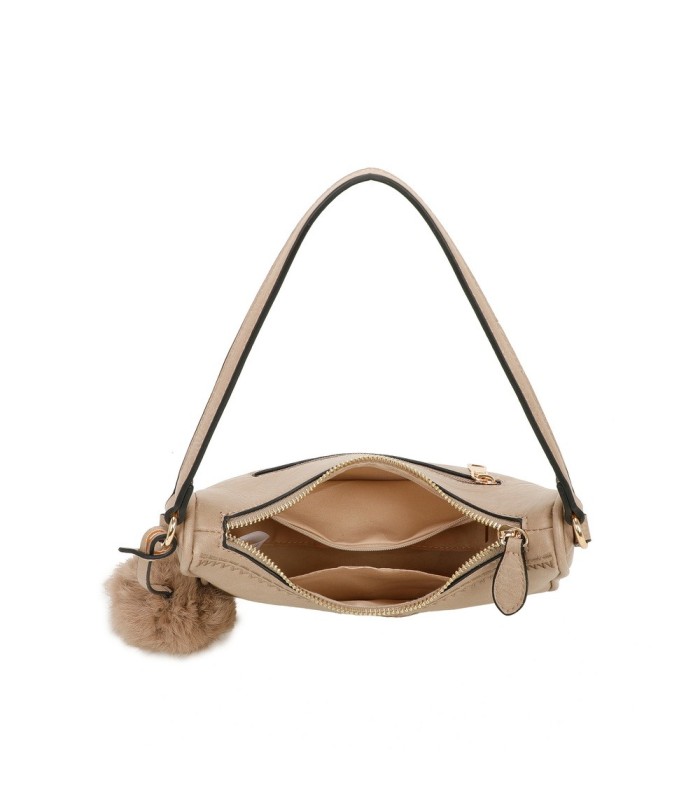 T11700 - Bolso bandolera con borla del mismo color y bordado de sol