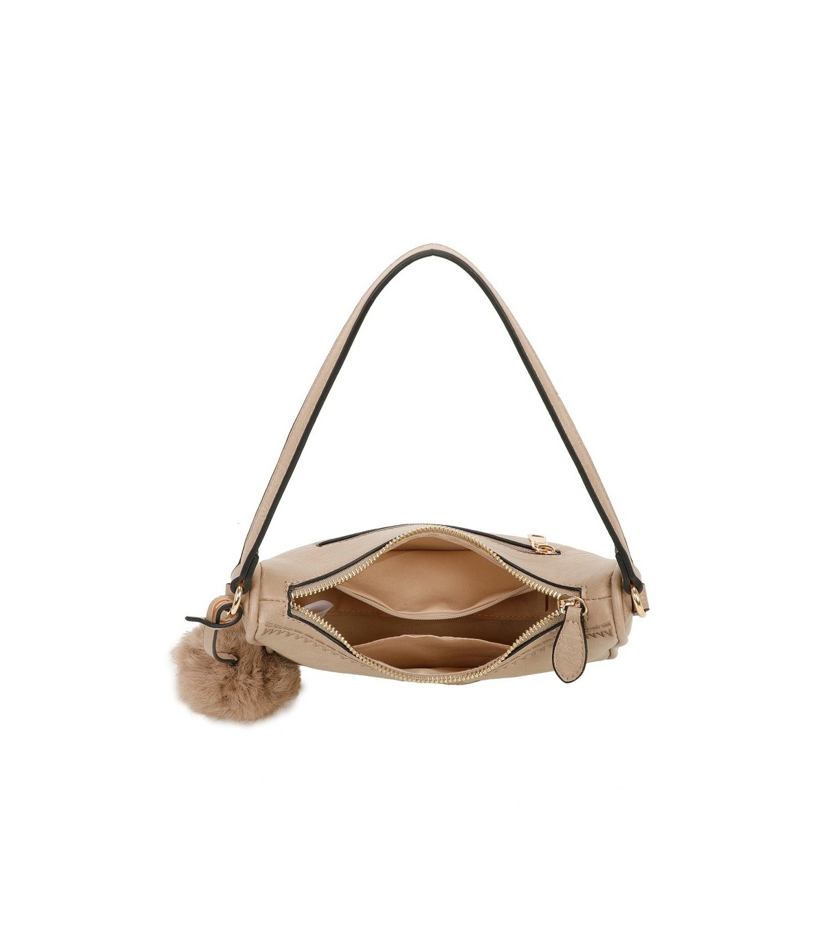 T11700 - Bolso bandolera con borla del mismo color y bordado de sol