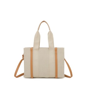 T11703 - Bolso doble y bandolera efecto de cañamo de Playa para mujer