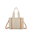 T11703 - Bolso doble y bandolera efecto de cañamo de Playa para mujer