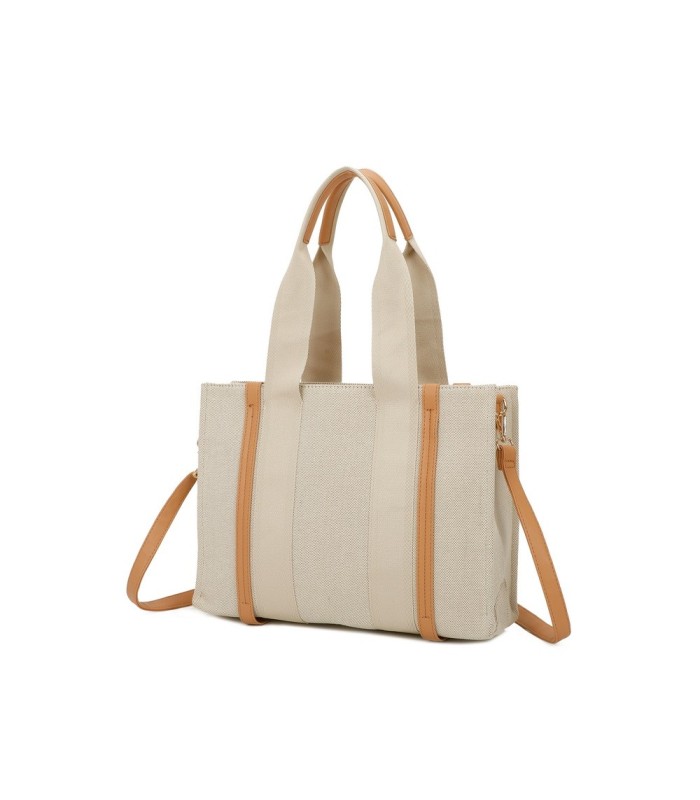 T11703 - Bolso doble y bandolera efecto de cañamo de Playa para mujer