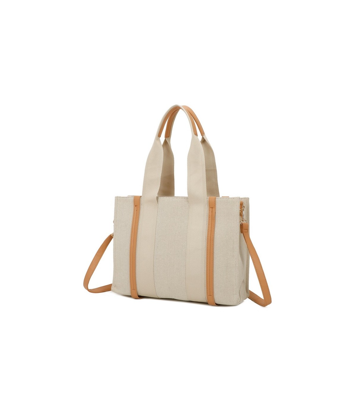 T11703 - Bolso doble y bandolera efecto de cañamo de Playa para mujer
