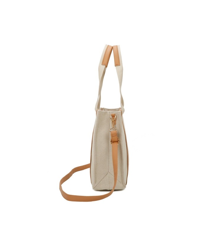 T11703 - Bolso doble y bandolera efecto de cañamo de Playa para mujer