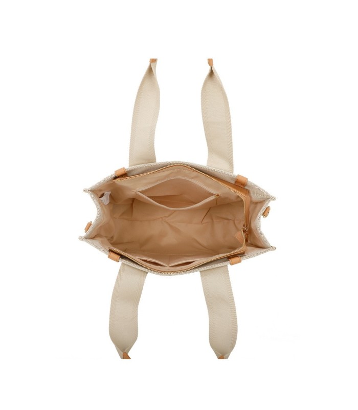 T11703 - Bolso doble y bandolera efecto de cañamo de Playa para mujer