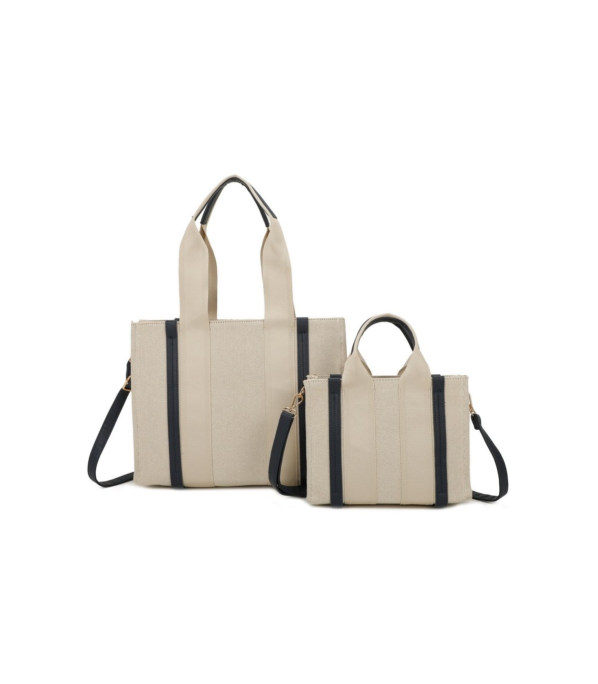 T11703 - Bolso doble y bandolera efecto de cañamo de Playa para mujer