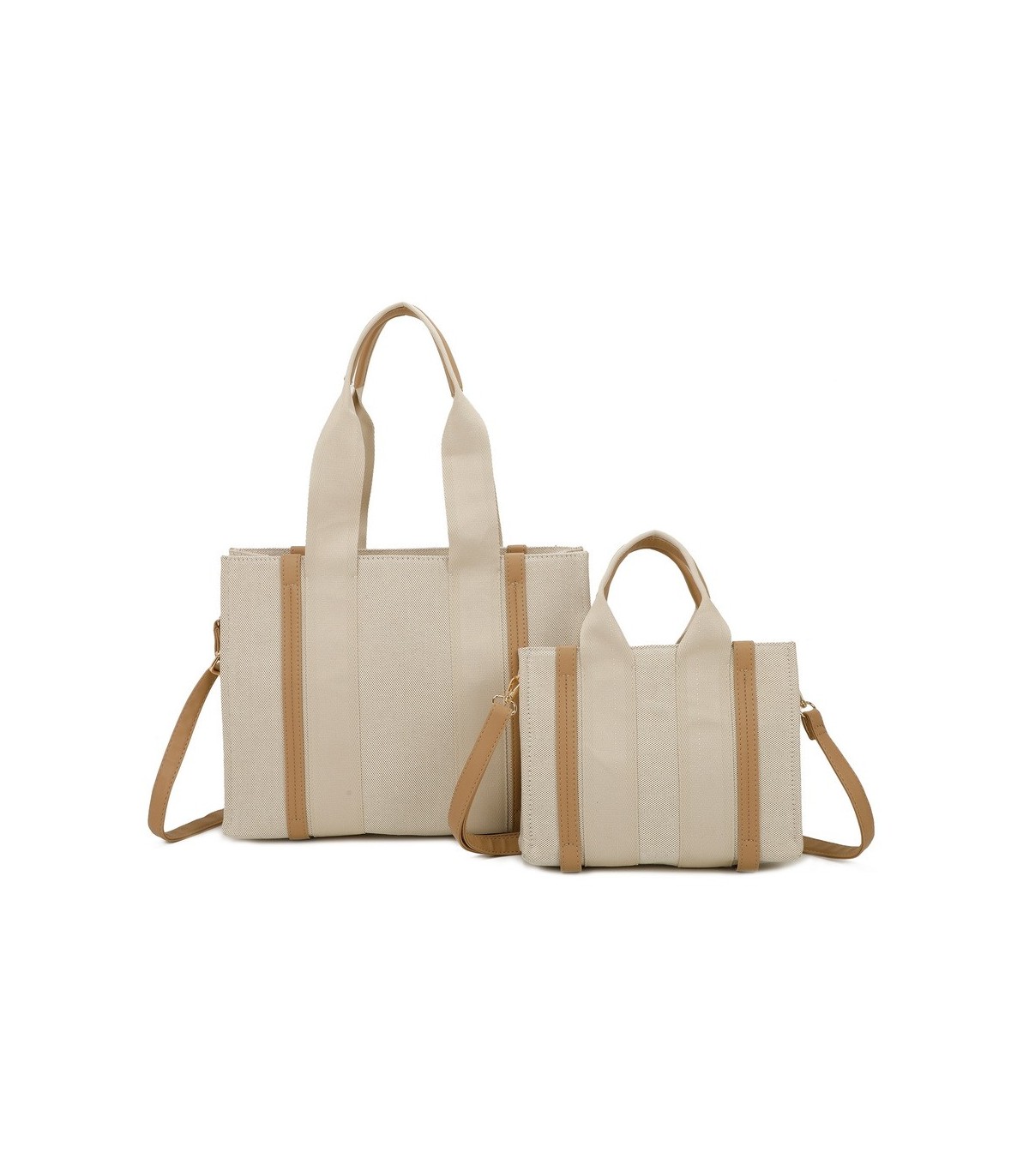 T11703 - Bolso doble y bandolera efecto de cañamo de Playa para mujer