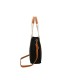 T11704 - Bolso bandolera negro de rayas marrones y beige para mujer con asa grande y bandolera a juego