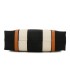 T11704 - Bolso bandolera negro de rayas marrones y beige para mujer con asa grande y bandolera a juego