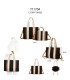 T11704 - Bolso bandolera negro de rayas marrones y beige para mujer con asa grande y bandolera a juego